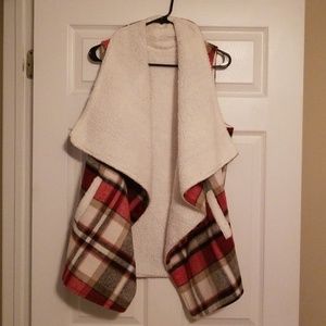 Red Plaid Sherpa Vest